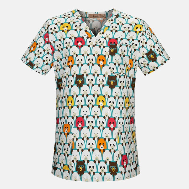 sanxiaxin Fashion Women Short Sleeve sugery tops medical Clothes Nurse Doctor costume breathable Cotton Surgical Uniform unisex