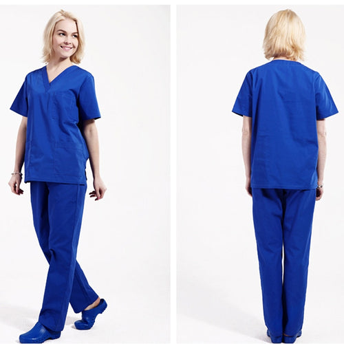 Unisex Doctor&nurse scrub uniform Surgical medical uniforms/gown/clothes/Sets uniformes medico para mujer Short Sleeve top&pants