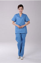 Load image into Gallery viewer, Medical Surgical Clothes For Women Summer Short Sleeves Cotton Loose Split Brush Suit Uniforms Purple Blue Dark Green