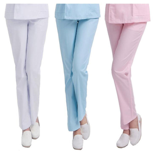 Nurses Thicken Medical Services Pants White Pink Blue Elastic Waist Work Pants Nurses Wear Large Size Doctors Work Clothes