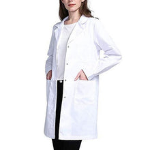Load image into Gallery viewer, Womens Single Breasted Lab Coat Medical Doctor Blouse Student Scientific Nurse Cosplay Notched Lapel Collar Jacket with Pockets