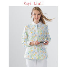 Load image into Gallery viewer, Split long sleeve nurse&#39;s blouse pediatric beauty hospital uniform printed doctor&#39;s dress female