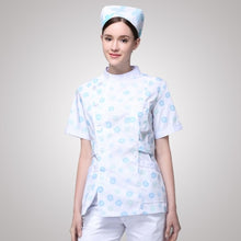 Load image into Gallery viewer, 2017 New Design Flower Print Nurse Scrub Sets Women Summer Short Sleeve Maternity Matron Clothing Housekeeping Work Uniform