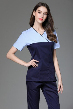 2017 Women's V Neck Short Sleeve Surgical Or Medical Scrub Clothes Sets Uniforms New fancy design medical scrub uniforms