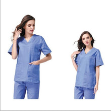Load image into Gallery viewer, WICCON Fashion New Women Medical Uniforms Nursing Clothes Short Sleeve Work Wear V Neck Solid Summer Short Sleeve Nurse Uniform