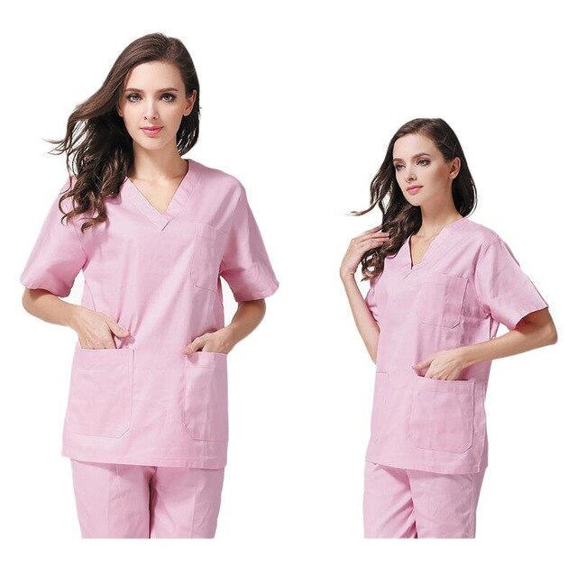 WICCON Fashion New Women Medical Uniforms Nursing Clothes Short Sleeve Work Wear V Neck Solid Summer Short Sleeve Nurse Uniform