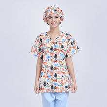 Load image into Gallery viewer, Scrubs Medical Uniforms Women Nurse Scrub Tops Doctor Work Clothes 100$%Cotton Print Hospital Clinical Surgery Uniform