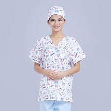 Load image into Gallery viewer, Scrubs Medical Uniforms Women Nurse Scrub Tops Doctor Work Clothes 100$%Cotton Print Hospital Clinical Surgery Uniform
