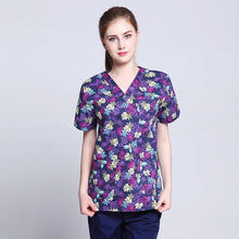 Load image into Gallery viewer, Scrubs Medical Uniforms Women Nurse Scrub Tops Doctor Work Clothes 100$%Cotton Print Hospital Clinical Surgery Uniform