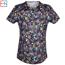 Load image into Gallery viewer, Hennar Women Medical Uniform V-Neck 100% Cotton Scrubs Tops Nurse Nursing Blouse Clinic Print Hospital Medical Surgical Suit