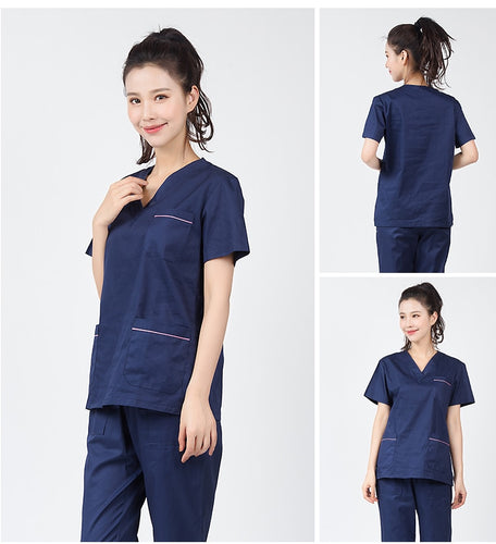 2019 Summer women hospital medical scrub clothes set fashionable design slim fit dental scrubs beauty salon men nurse uniform