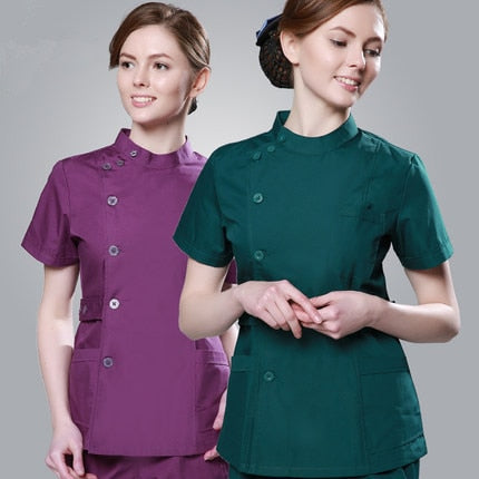 2019 Summer women hospital medical scrub clothes set fashionable design slim fit dental scrubs beauty salon men nurse uniform