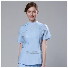 Load image into Gallery viewer, 2019 Summer women hospital medical scrub clothes set fashionable design slim fit dental scrubs beauty salon men nurse uniform
