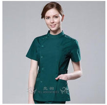 Load image into Gallery viewer, 2019 Summer women hospital medical scrub clothes set fashionable design slim fit dental scrubs beauty salon men nurse uniform