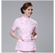 Load image into Gallery viewer, 2019 Summer women hospital medical scrub clothes set fashionable design slim fit dental scrubs beauty salon men nurse uniform