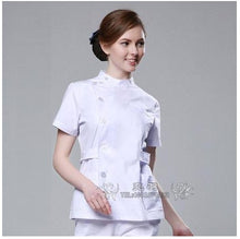 Load image into Gallery viewer, 2019 Summer women hospital medical scrub clothes set fashionable design slim fit dental scrubs beauty salon men nurse uniform
