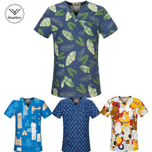 Load image into Gallery viewer, New Fresh Print Design Cotton Medical Scrub Tops Unisex Hospital Workwear Uniforms Short Sleeve Scrub Lab Clothes Nurse Uniform