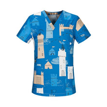Load image into Gallery viewer, New Fresh Print Design Cotton Medical Scrub Tops Unisex Hospital Workwear Uniforms Short Sleeve Scrub Lab Clothes Nurse Uniform