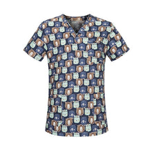 Load image into Gallery viewer, New Fresh Print Design Cotton Medical Scrub Tops Unisex Hospital Workwear Uniforms Short Sleeve Scrub Lab Clothes Nurse Uniform