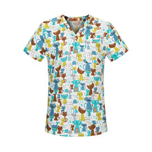 Load image into Gallery viewer, New Fresh Print Design Cotton Medical Scrub Tops Unisex Hospital Workwear Uniforms Short Sleeve Scrub Lab Clothes Nurse Uniform